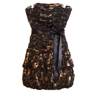 Black/Gold strapless ruffle dress
